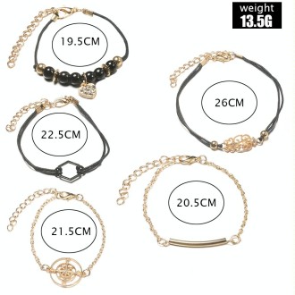 5-in-1 Personality Compass Hexagon Bracelet Diamond Heart Beaded Pendant Jewelry, Color: SKU3591