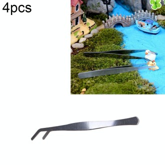 4pcs Stainless Steel Plants Cleaner Tool Crooked Tweezer Plants Cleaning Tool Aquarium Maintenance Tools Marine Aquarium Live Pl