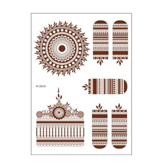 5 PCS Semi Permanent Brown Red Waterproof Lace Tattoo Sticker, Size: 208 x 148mm(W-0850s)