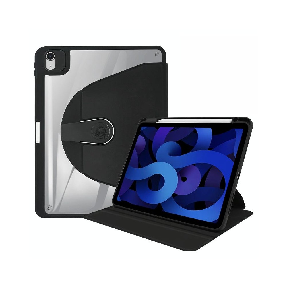 For iPad 9.7 2018/2017 / Air 2/1 Acrylic 360 Degree Rotation Holder Tablet Leather Case(Black)