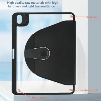 For iPad 9.7 2018/2017 / Air 2/1 Acrylic 360 Degree Rotation Holder Tablet Leather Case(Black)