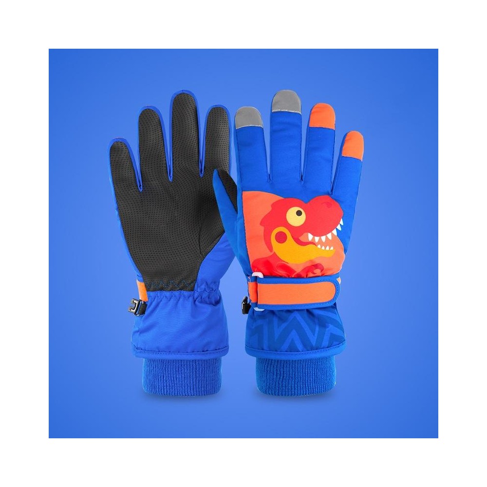 2020KL Cartoon Dinosaur Pattern Children Anti-Slip And Waterproof Ski Gloves Windproof and Warm Gloves for Cycling Sports, Colou