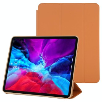 For iPad Pro 12.9 inch (2020/2021) 3-fold Horizontal Flip Smart Leather Tablet Case with Sleep / Wake-up Function & Holder(Orang