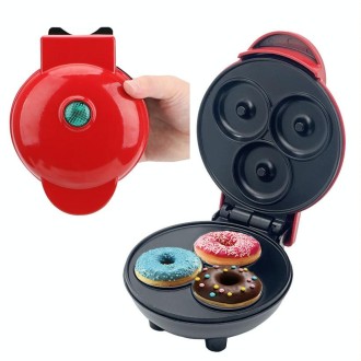 350W Mini Donut Maker Machine Can Make 3 Doughnuts  110V US Plug(Red)