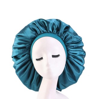 3 PCS TJM-405A Large Satin Round Hat Stretch Wide Brim Night Hat Chemotherapy Hat, Size: One Size(Peacock Blue)