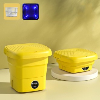 4.5L Mini Portable Folding Household Washing Machine Underwear Washer, Color: Warm Yellow + Blue light antibacterial(UK Plug)