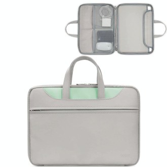 Baona BN-Q006 PU Leather Full Opening Laptop Handbag For 15/15.6/16 inches(Gray+Mint Green)