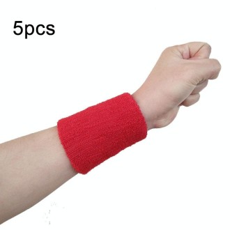 10pcs 8x8cm Women Men Solid Color Cotton Sport Sweatband Brace Wraps Guards(Red)