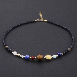 Universe Galaxy Eight Planets Guardian Necklace Stone Bead Bracelet(Dense Models)