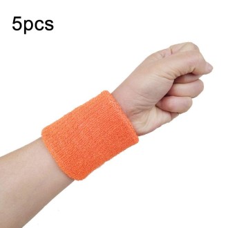 10pcs 8x8cm Women Men Solid Color Cotton Sport Sweatband Brace Wraps Guards(Orange)