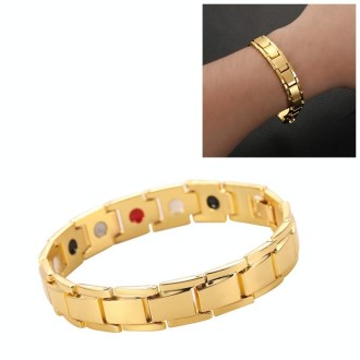 Men Detachable Titanium Steel Magnetic Therapy Bracelet Jewelry(Gold)