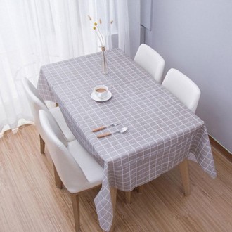 137x180cm Home Tablecloth No-wash PVC Coffee Table Cloth(Grey Plaid)