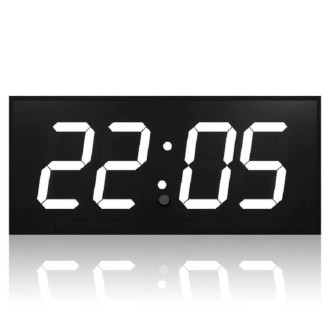 LED Large Screen Digital Electronic Clock Remote Control Double-sided Wall Clock US Plug(White)