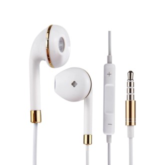 White Wire Body 3.5mm In-Ear Earphone with Line Control & Mic(Gold)