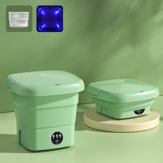 4.5L Mini Portable Folding Household Washing Machine Underwear Washer, Color: Fruit Green + Blue Light Antibacterial(UK Plug)