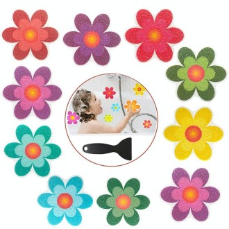 PEVA Non-slip Sticker Bathroom Bathtub Cartoon Non-slip Sticker, Model: 10 PCS  8x8cm Flowers