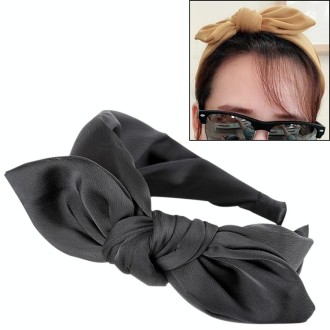 Rabbit Ears Cloth Bow Headband Girls Hair Hoop Bands Accessories(Black)