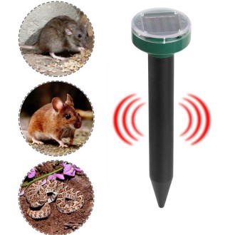 2 PCS Solar Mouse Repeller Ultrasonic LED Manor Farm Rice Field Mouse Repeller Snake Repeller(Round)