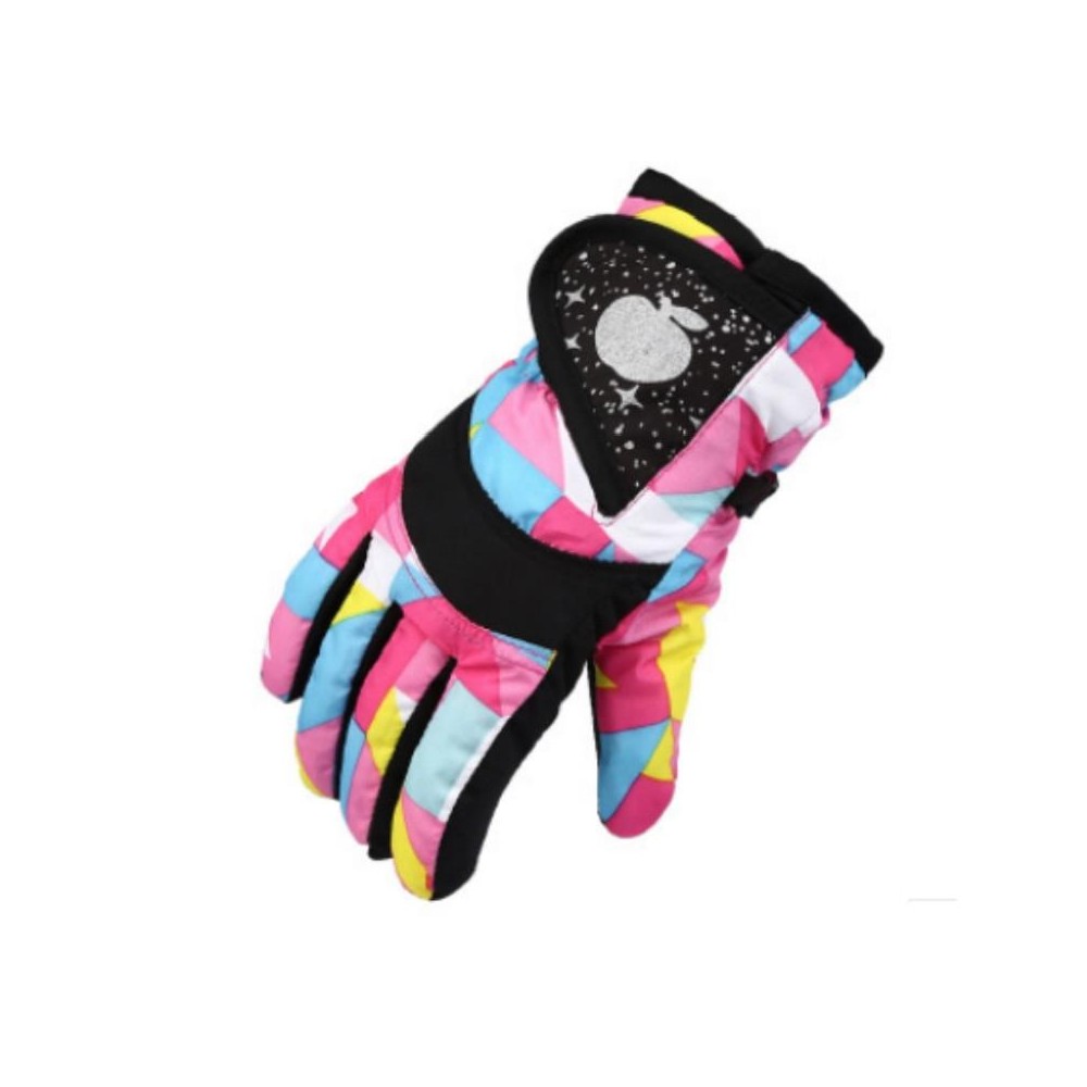 Children Full Finger Ski Gloves Waterproof Padded Warm Riding Gloves, Size:3-6 Years Old(Pink)