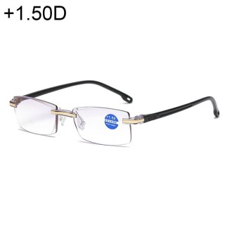 Rimless Anti Blue-ray Blue Film Lenses Presbyopic Glasses, +1.50D(Black)