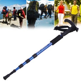 Aotu AT7555 108cm Outdoor Camping Aluminum Alloy T Handle Lock 4 Alpenstock(Blue)