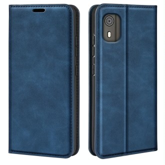For Nokia C02 Retro-skin Magnetic Suction Leather Phone Case(Dark Blue)