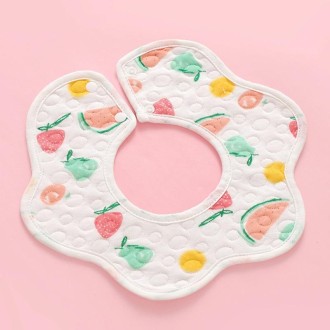 2 PCS Thin Cotton Gauze Waterproof Soft 360 Degree Rotating Baby Bib(Fruit Paradise)