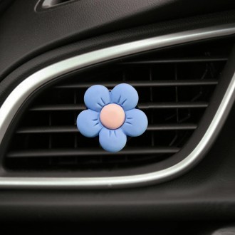 Candy-colored Ffive-petal Flower Car Air Vent Aromatherapy Decorative Clip, Color: Blue