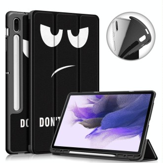 For Samsung Galaxy Tab S7 FE 12.4 inch Painted TPU Horizontal Flip Tablet Leather Case with 3-Fold Holder & Sleep / Wake-up Func