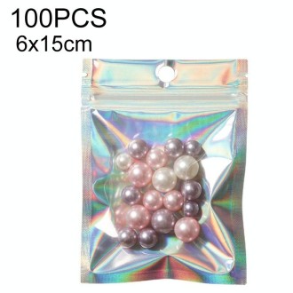 100PCS Laser Self-sealing Packaging Bag Data Line Aluminum Foil Plastic Bag , Size: 6x15cm