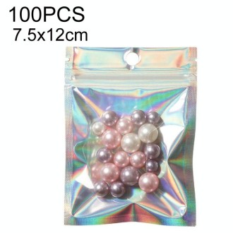 100PCS Laser Self-sealing Packaging Bag Data Line Aluminum Foil Plastic Bag , Size: 7.5x12cm