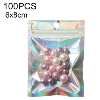 100PCS Laser Self-sealing Packaging Bag Data Line Aluminum Foil Plastic Bag , Size: 6x8cm