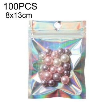 100PCS Laser Self-sealing Packaging Bag Data Line Aluminum Foil Plastic Bag , Size: 8x13cm