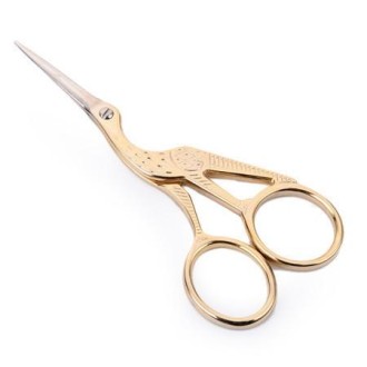 2 PCS Crane Tailor Scissor Cross Stitch Retro Craft Sewing Scissor, Color:Gold