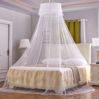 Household Circular Suspended Ceiling Mosquito Net Princess Tents(White)