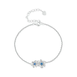 BSB138 925 Sterling Silver Zircon Blue Floret Bracelet