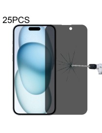 For iPhone 15 Pro / 15 25pcs High Transparency Full Cover Anti-spy Tempered Glass Film