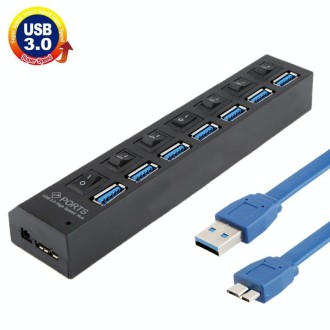 7 Ports USB 3.0 HUB, Super Speed 5Gbps, Plug and Play, Support 1TB(Black)