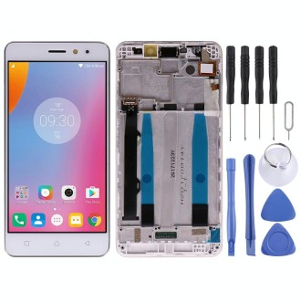 OEM LCD Screen for Lenovo K6 Power Digitizer Full Assembly with Frame (White)