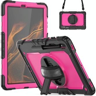 For Samsung Galaxy Tab S8+ 12.4 inch SM-X800 Silicone + PC Tablet Case(Black+Rose Red)