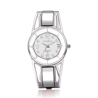 XinHua Women Diamond Mirror Surface Hollow Stainless Steel Bracelet Quartz Watch(White)