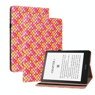 For Amazon Kindle Paperwhite 5 Color Weave Smart Leather Tablet Case(Rose Red)