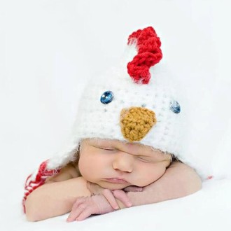 Cartoon Chick Shape Cotton Children Photography Hand-knitted Wool Cap with Crest & Braid(White)