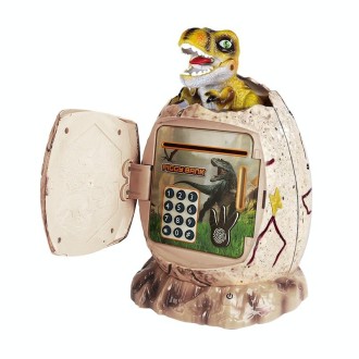 16.6 x 15.8 x 26cm Fingerprint Dinosaur Egg Password Money Bank Kids Toys Gifts Tyrannosaurus Rex Savings Jar(Beige)