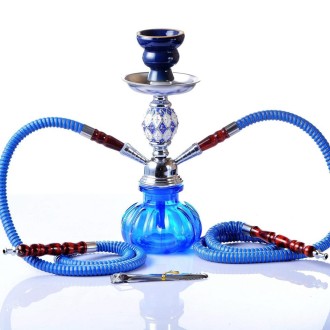 08-023 Double Pipe Glass Hookah Set (Blue)