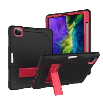 For iPad Pro 12.9 inch (2018/2020) Contrast Color Robot Shockproof Silicone + PC Protective Tablet Case with Holder(Black Red)