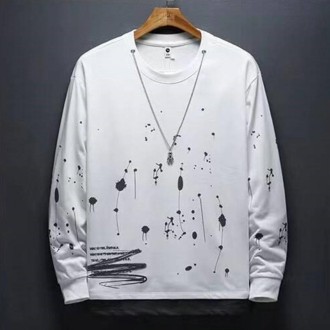 Fake Two-piece Crew-neck Long-sleeve T-shirt (Color:White Size:125)