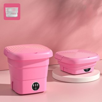 4.5L Mini Portable Folding Household Washing Machine Underwear Washer, Color: Fruit Pink(EU Plug)