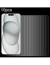 For iPhone 15 / 15 Pro 10pcs 0.26mm 9H 2.5D Tempered Glass Film