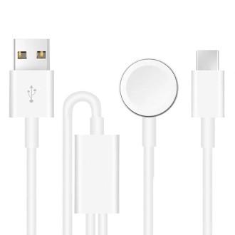 For Apple Watch Series & Phone with Type-C Port 2 in 1 USB Magnetic Charging Cable 1.2m